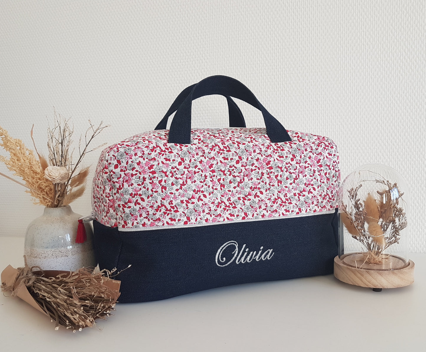 Valisette bicolore liberty et jean denim