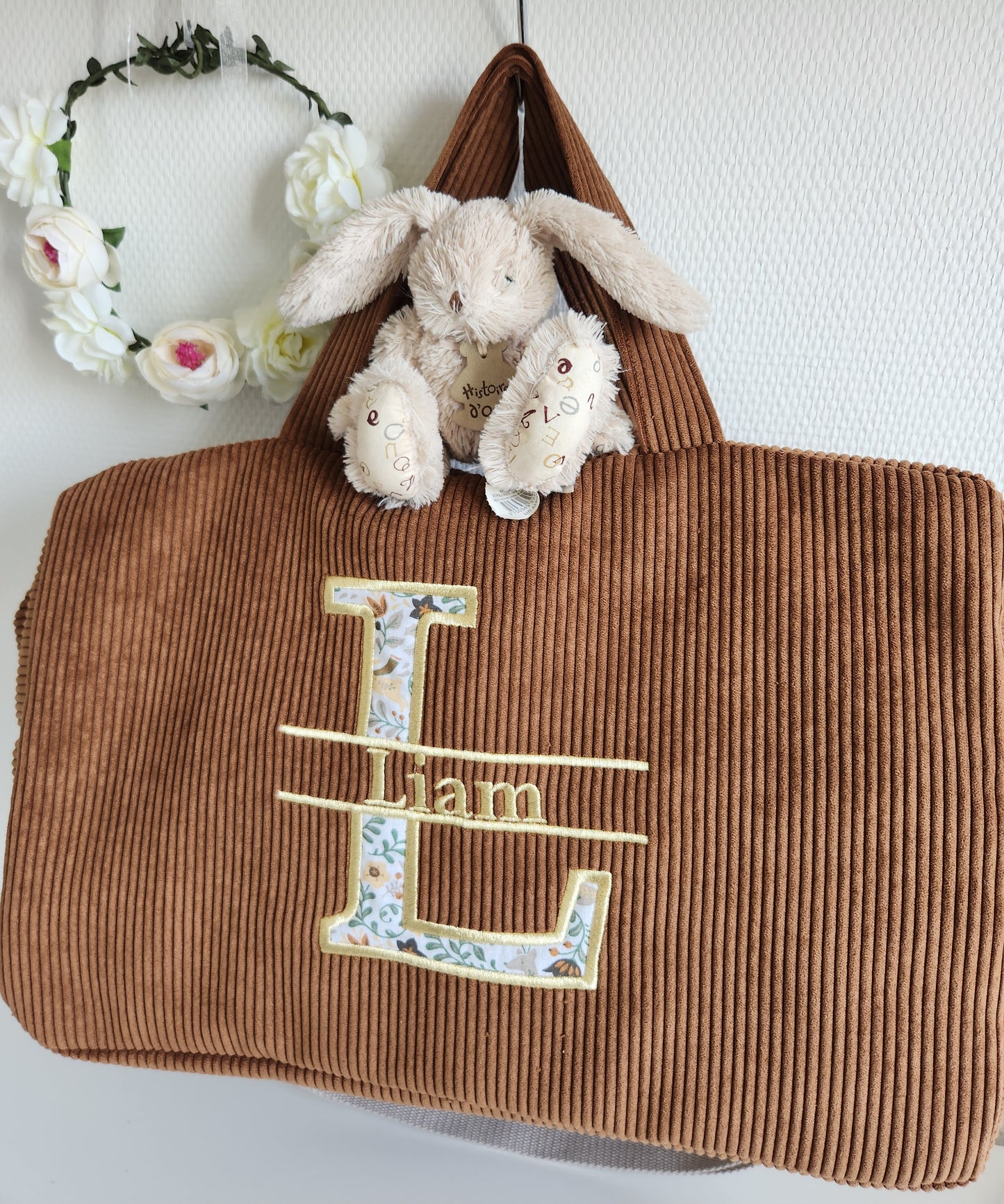 Sac à langer ou de voyage en velours côtelé