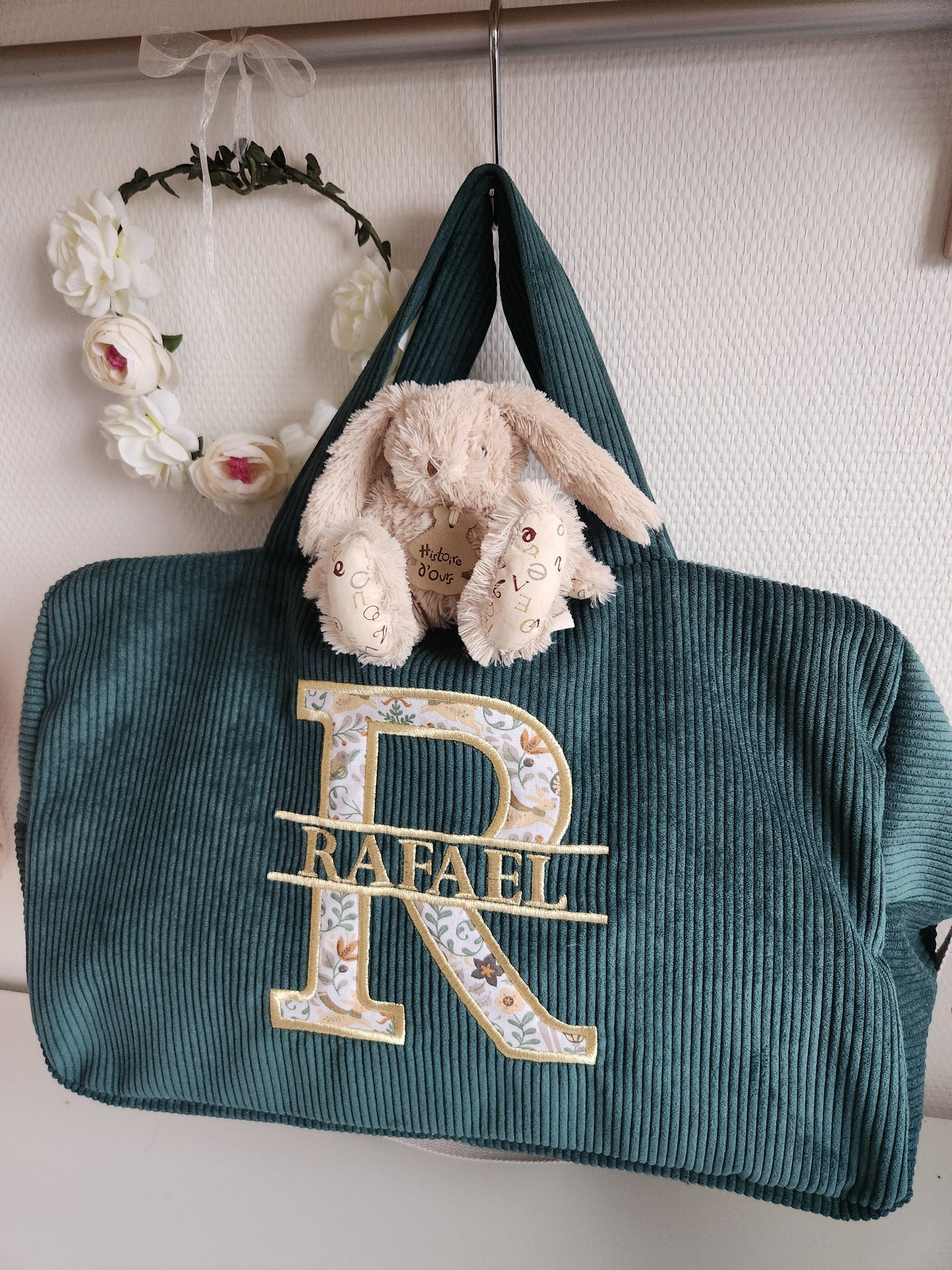 Sac à langer ou de voyage en velours côtelé