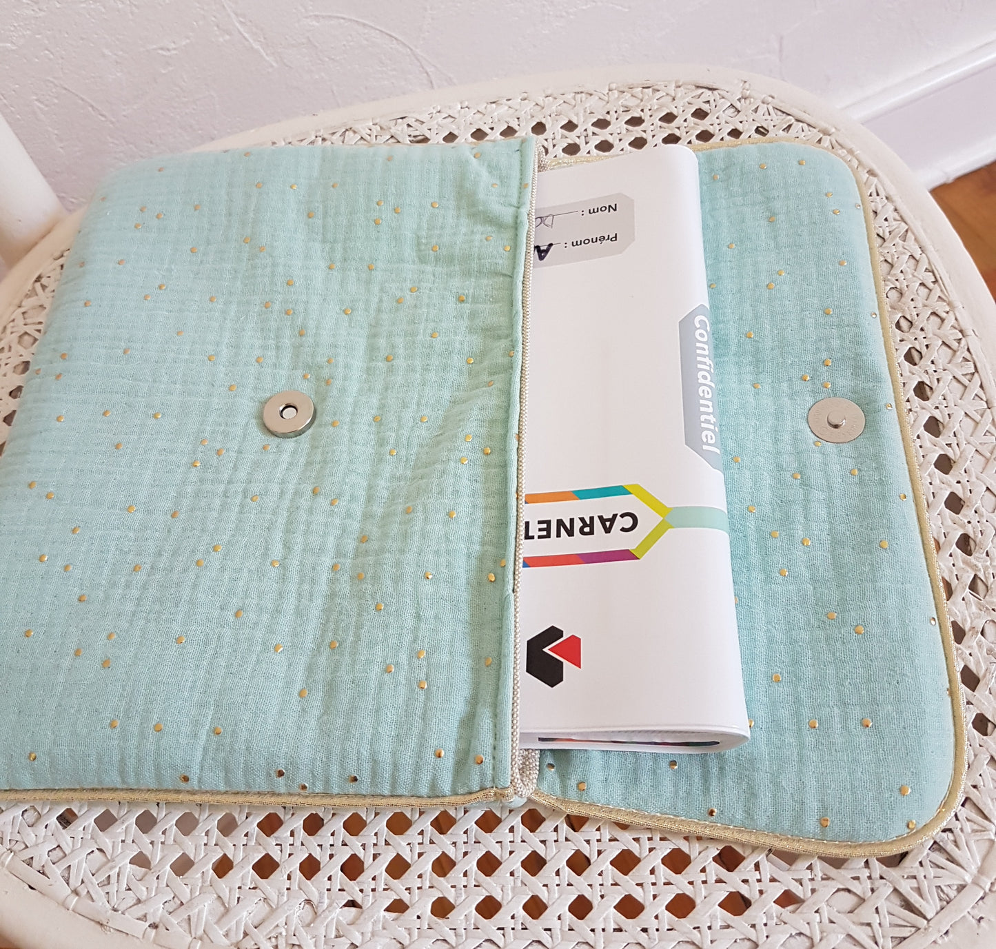 Protège carnet de santé, pochette à langer, double gaze de coton .