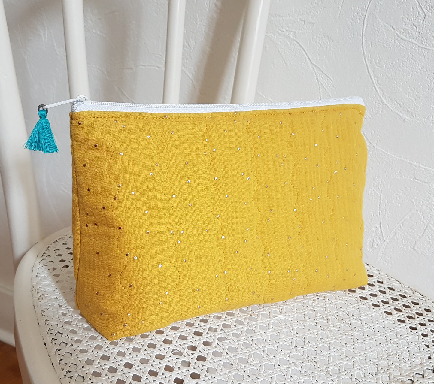 Grande trousse double gaze de coton matelassée