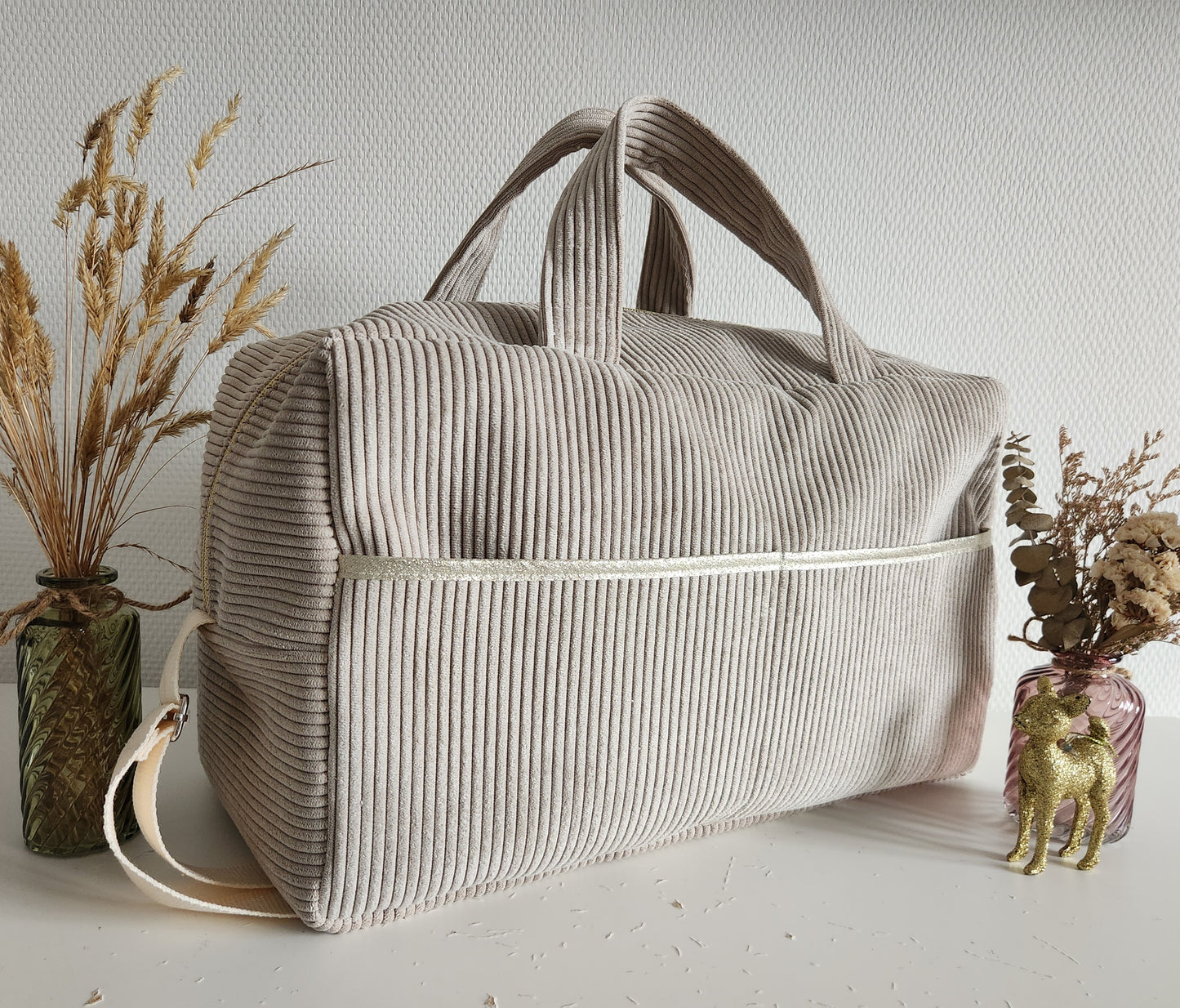 Corduroy diaper or travel bag
