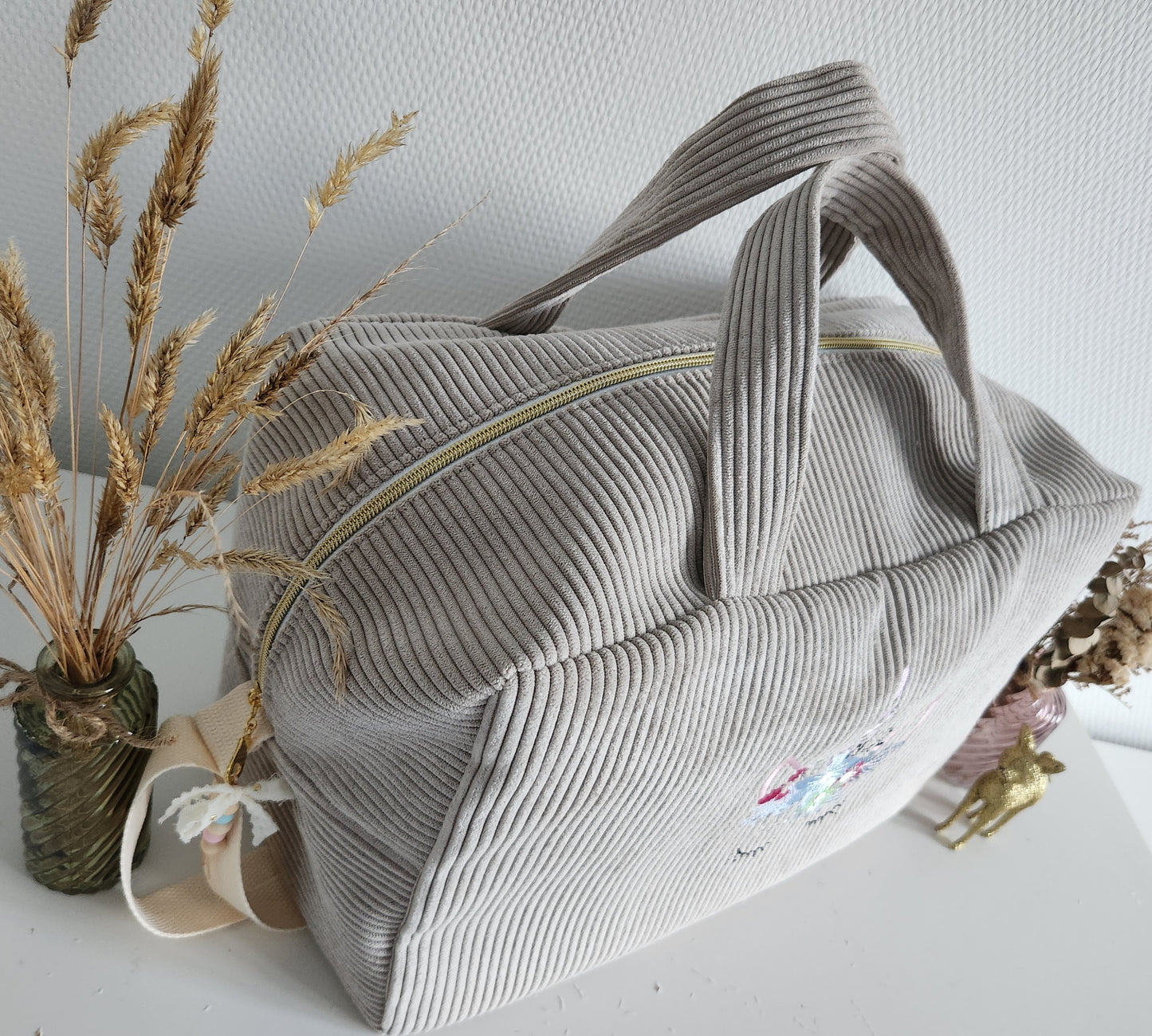 Corduroy diaper or travel bag