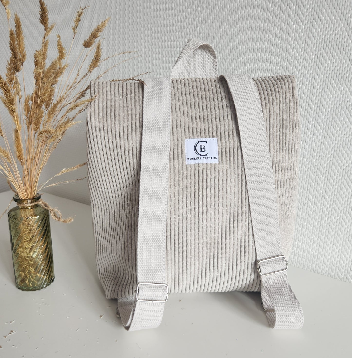 Sac à dos maternelle en velours, broderie renard