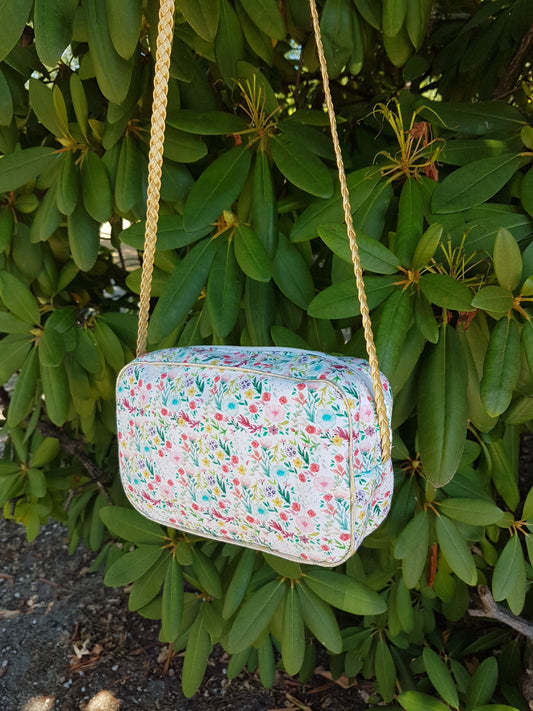 Sac à main petite fille bandoulière en coton fleuri multicolore style liberty