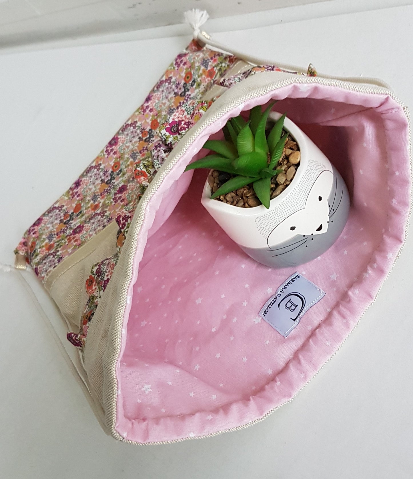 Sac à dos enfant beige scintillant et liberty orange.