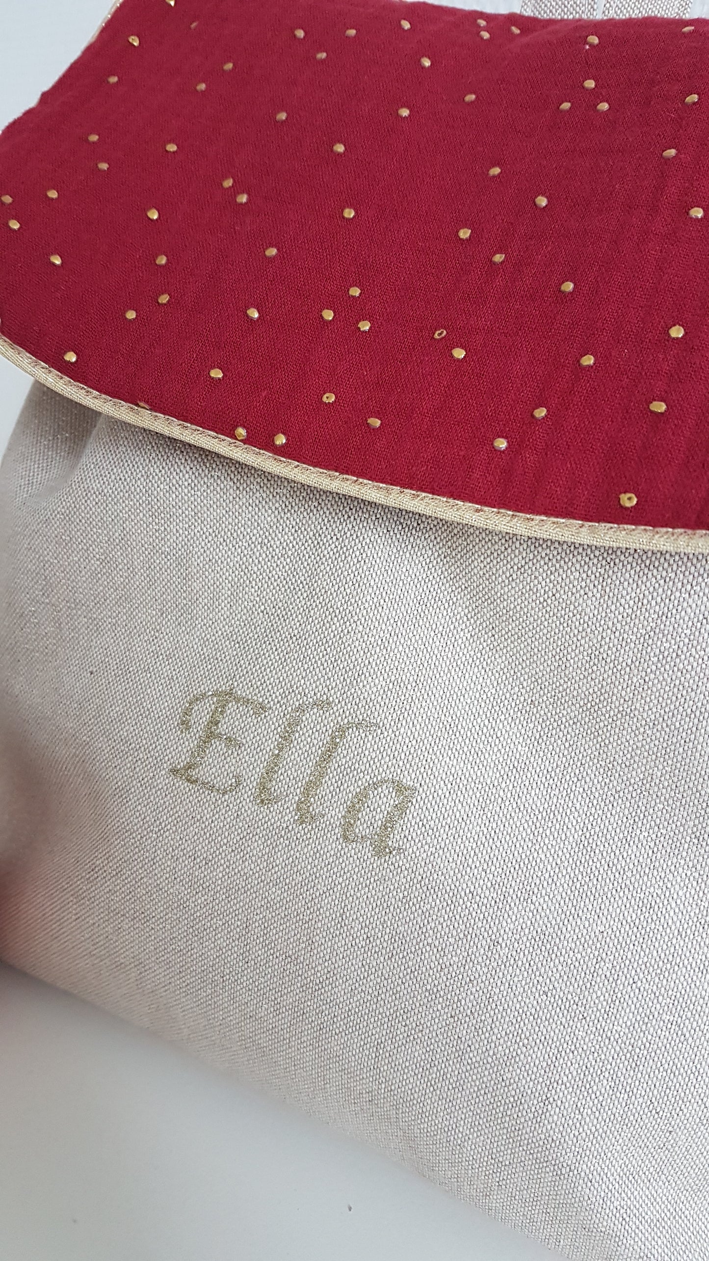 Sac à dos maternelle coton beige scintillant et double gaze de coton