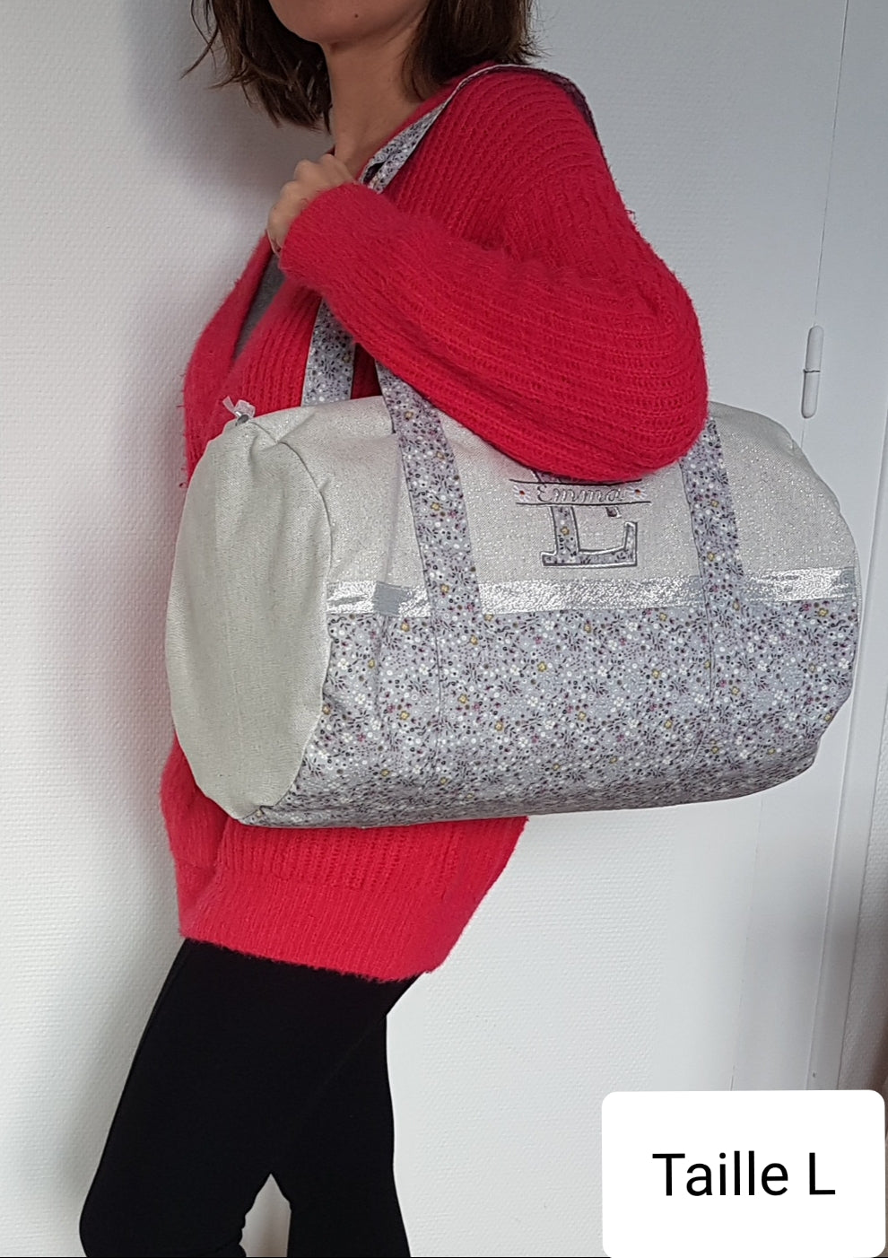 Sparkly cotton and liberty duffel bag