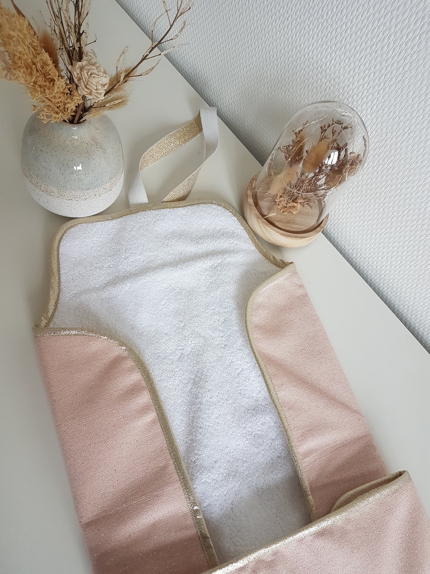 Tapis à langer nomade, rose pâle scintillant et liberty rose