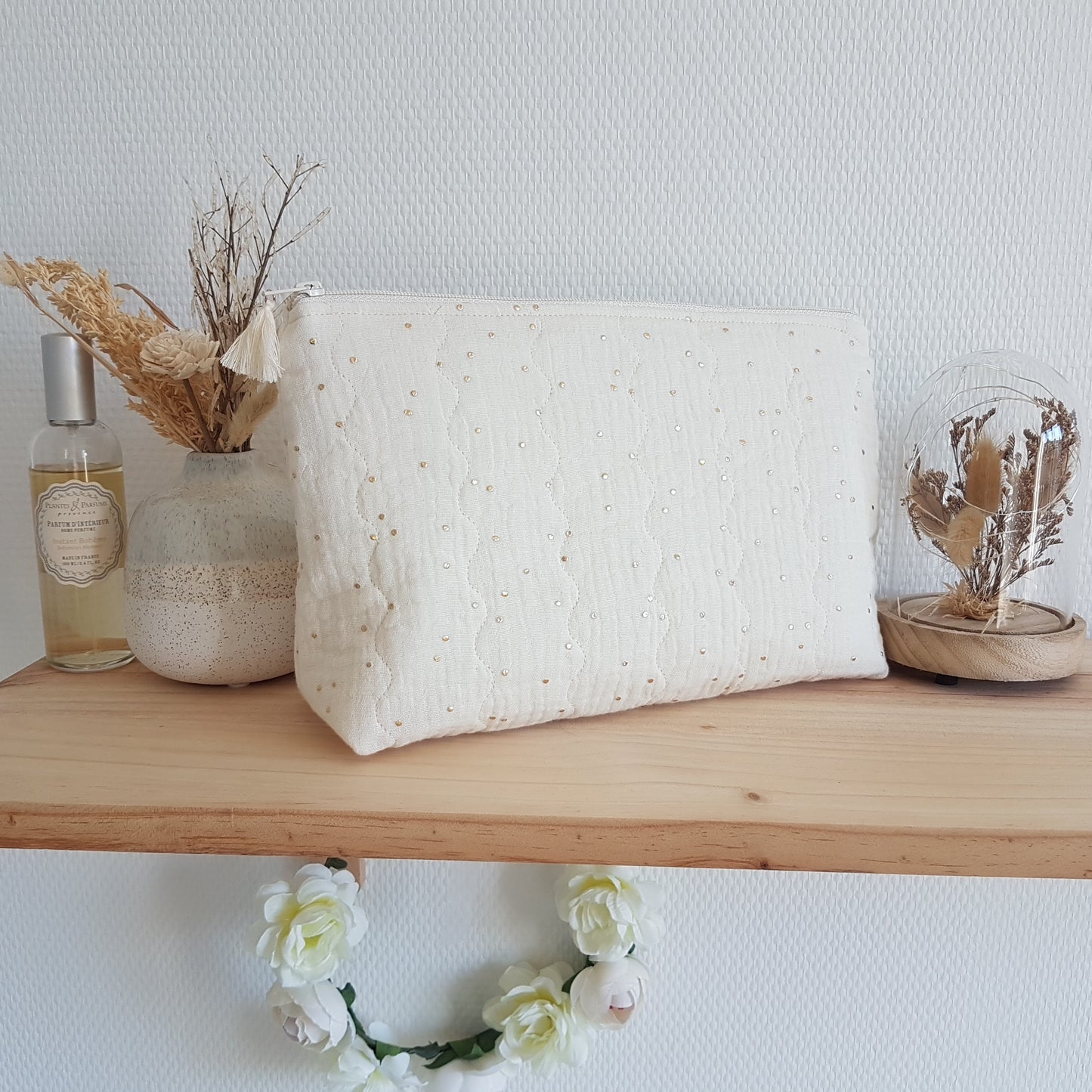 Grande trousse double gaze de coton matelassée