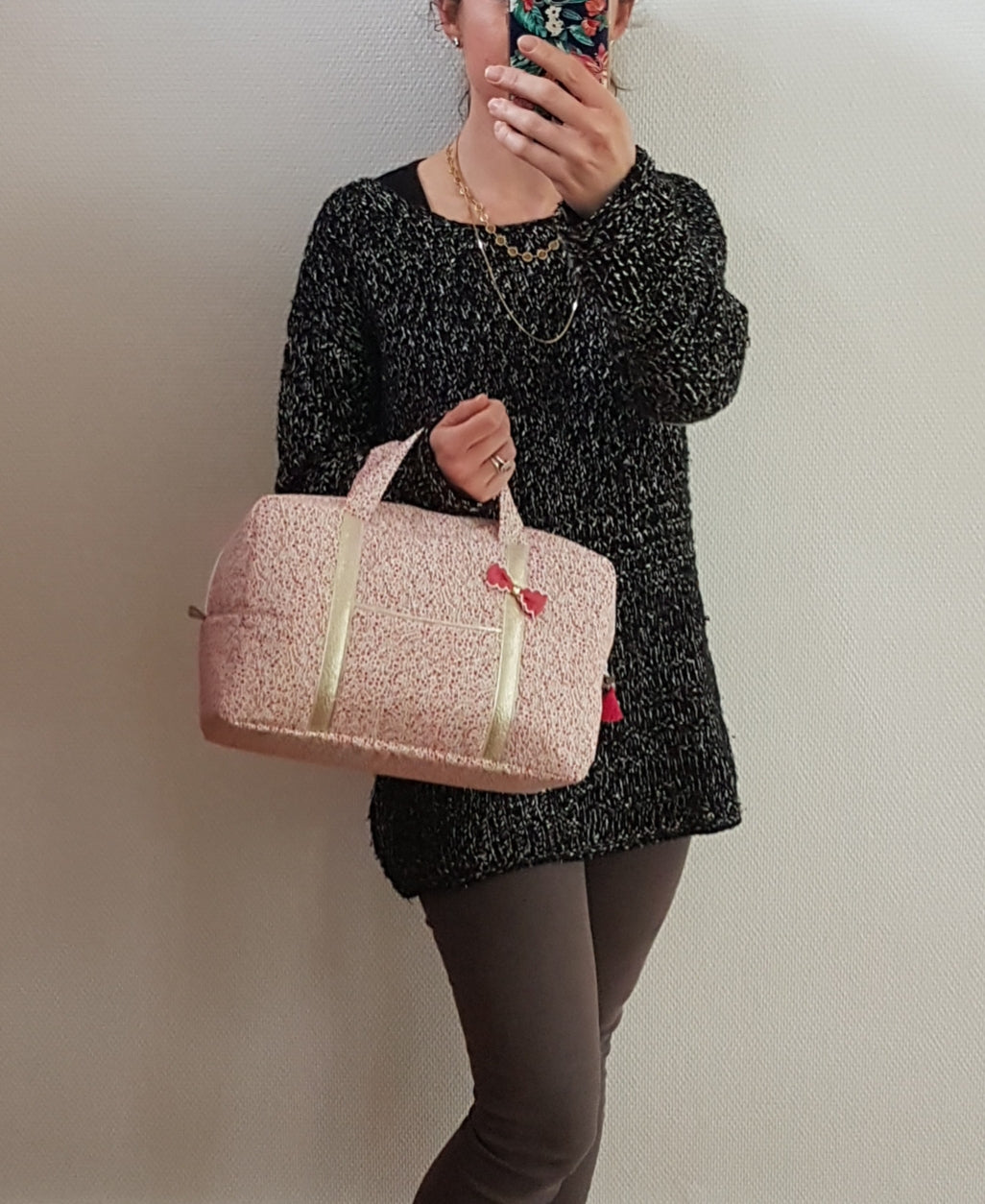 Valisette mini fleurs fuchsia et orange