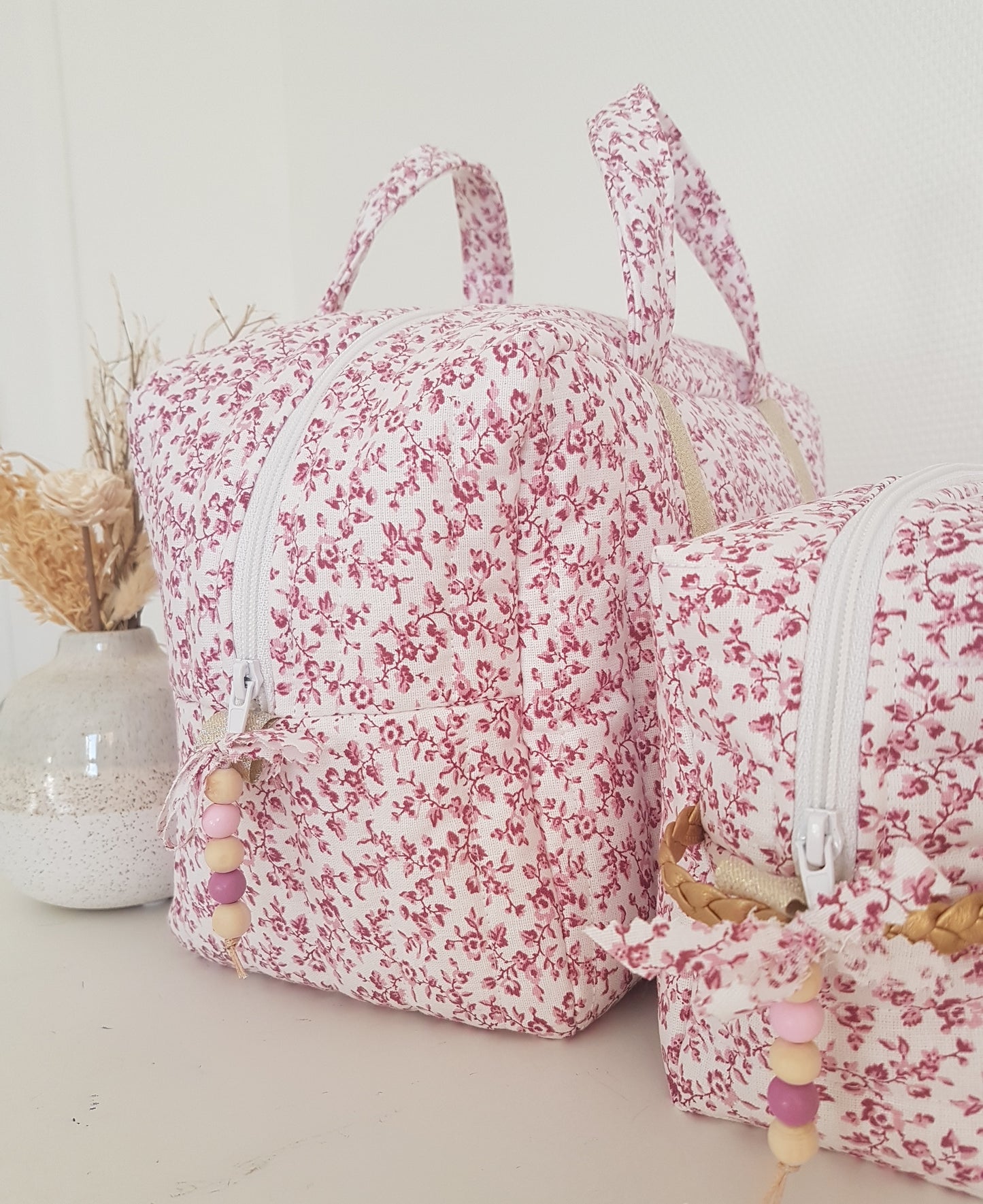 Valisette matelassée fleurie style liberty