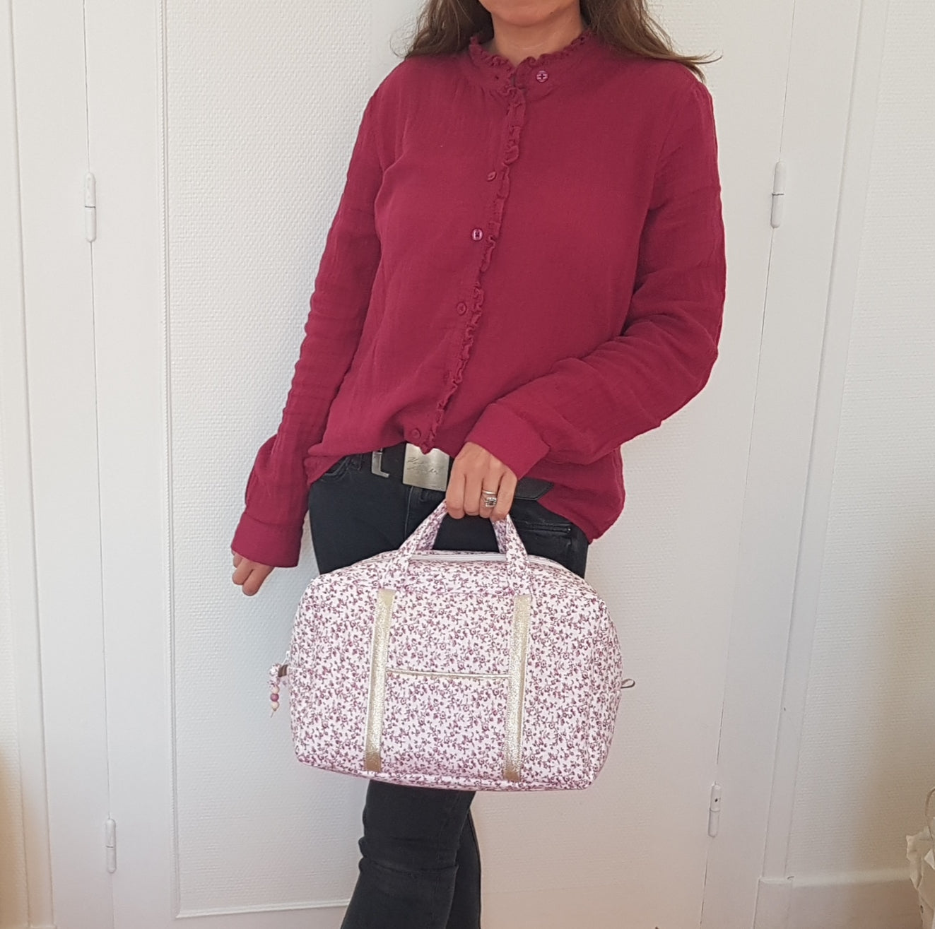 Valisette matelassée fleurie style liberty