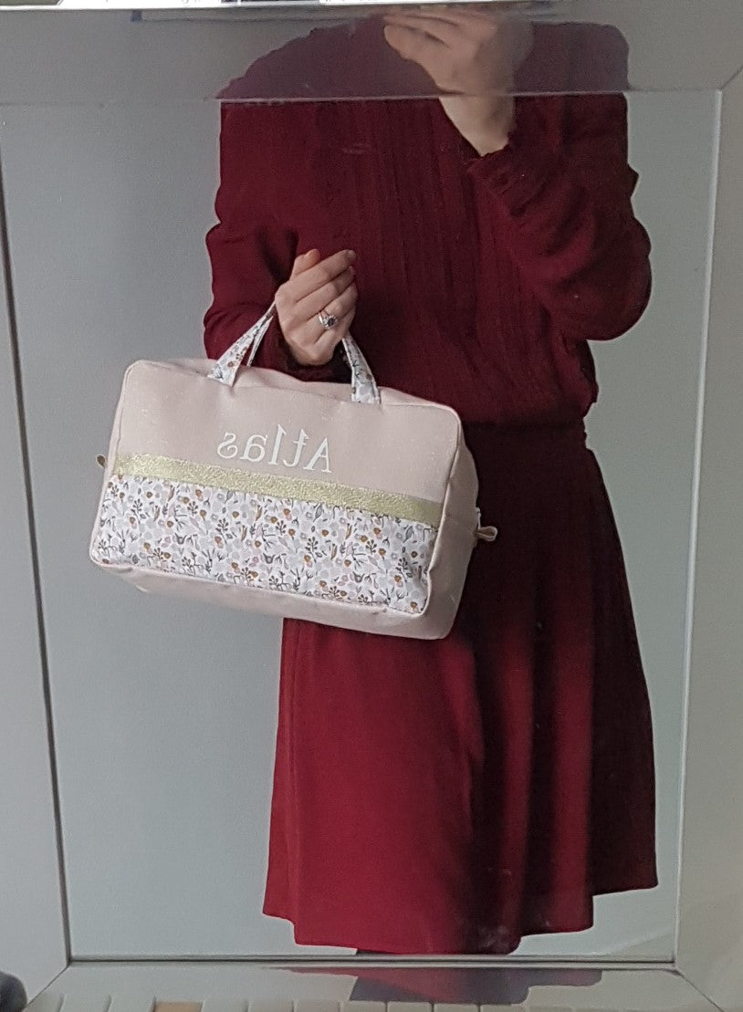 Valisette rose pâle scintillant et liberty