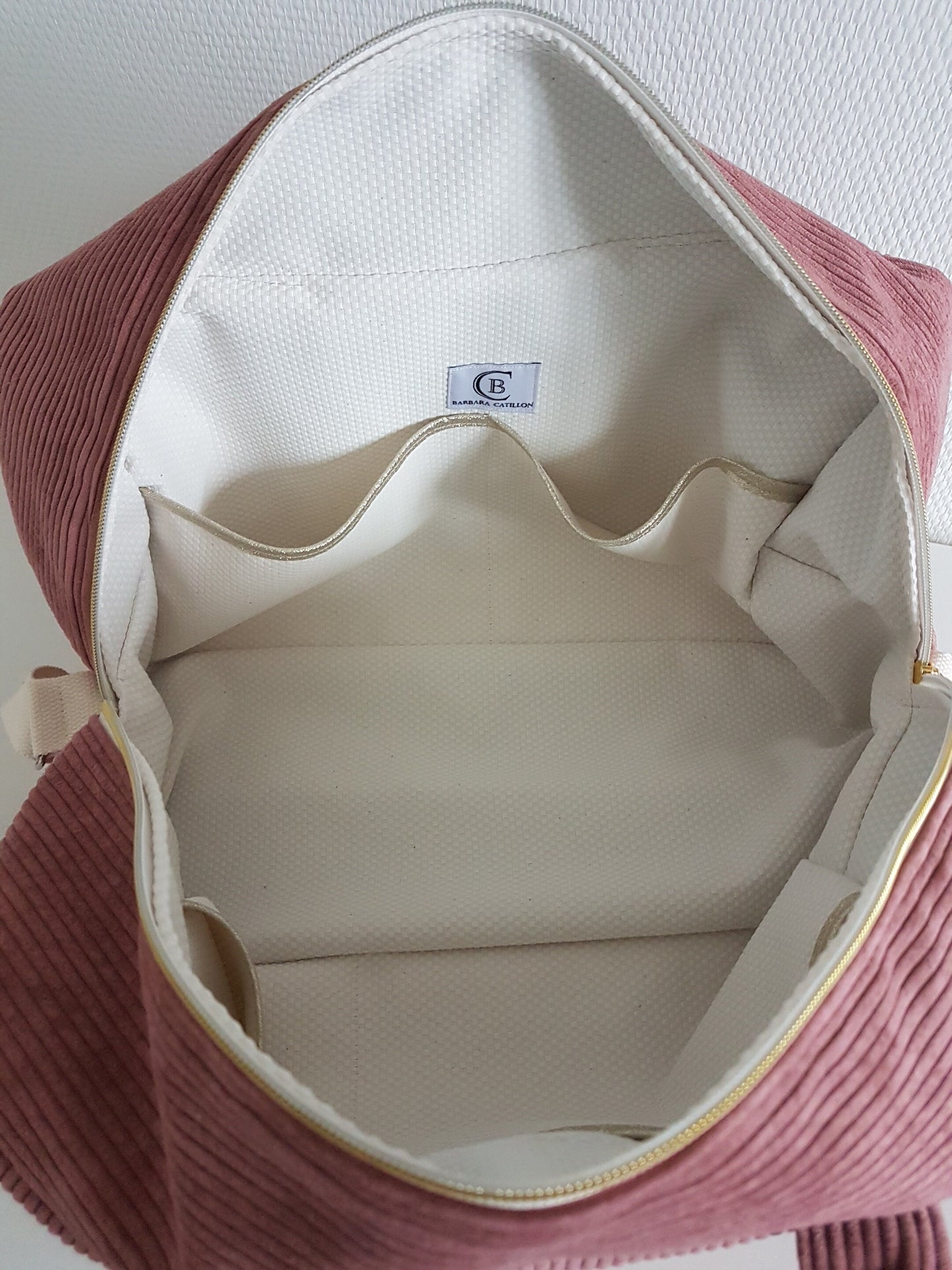 Sac à langer velours côtelé et lettre moumoute