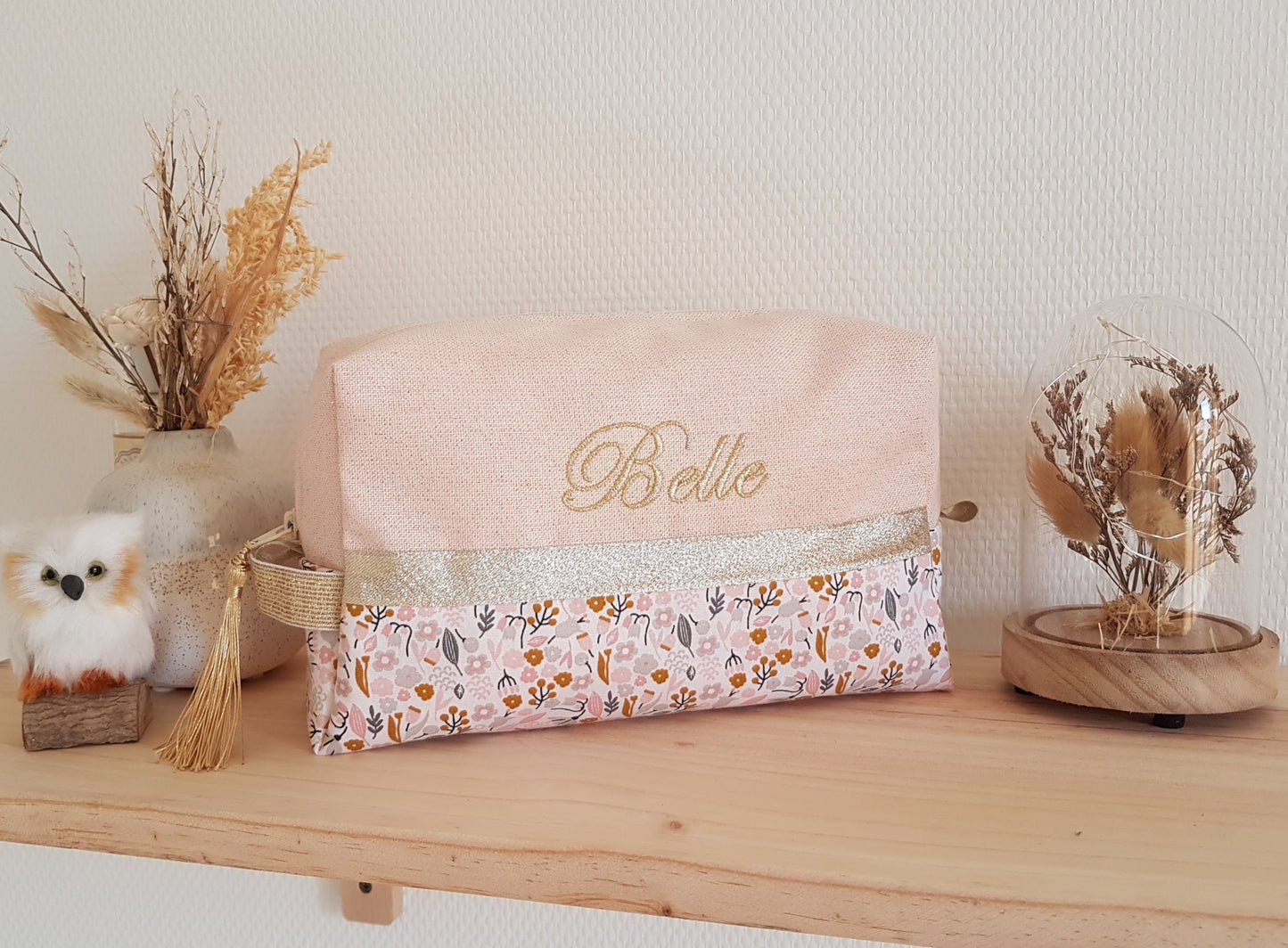 Trousse de toilette rose scintillant et liberty