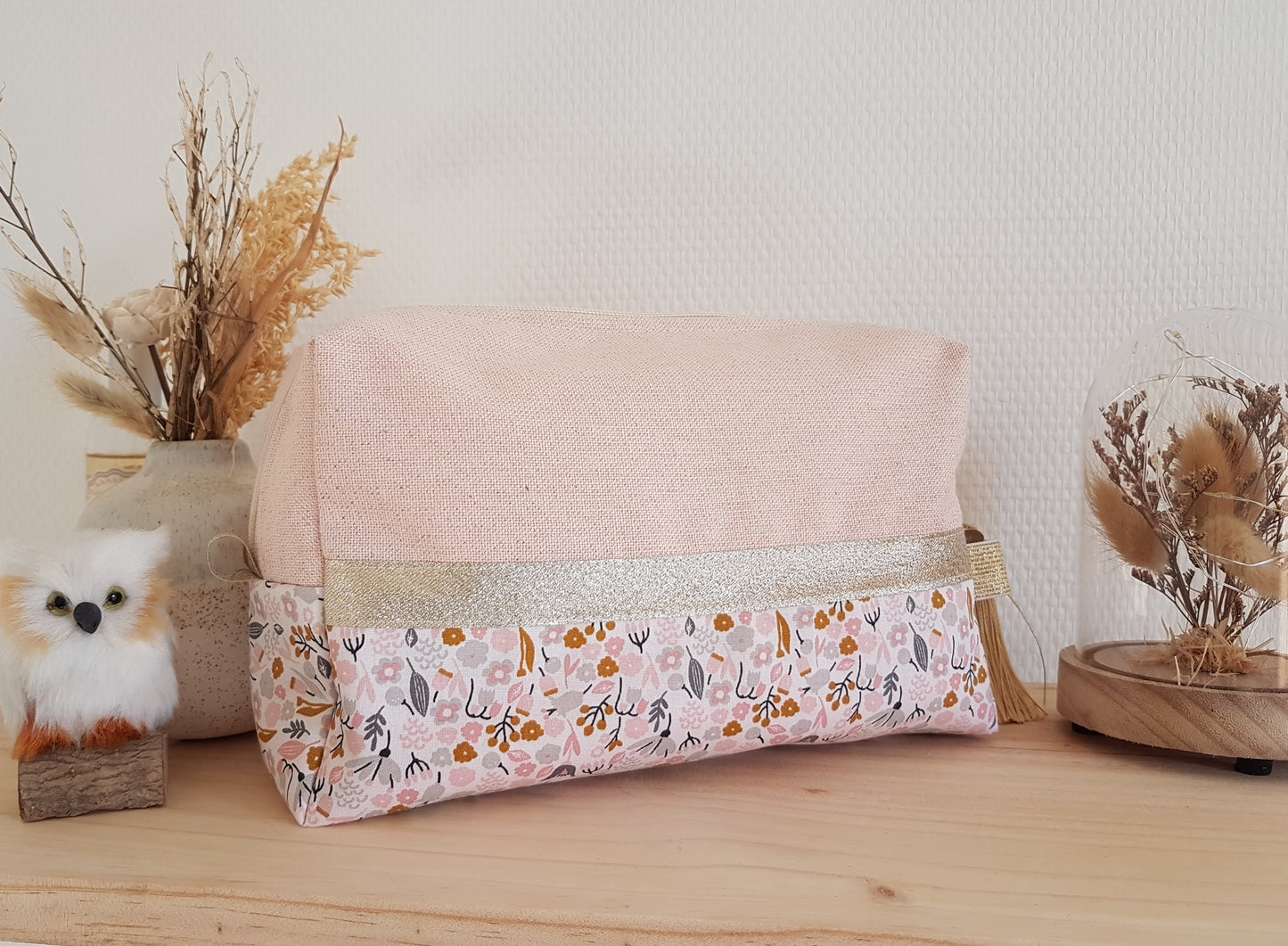 Trousse de toilette rose scintillant et liberty