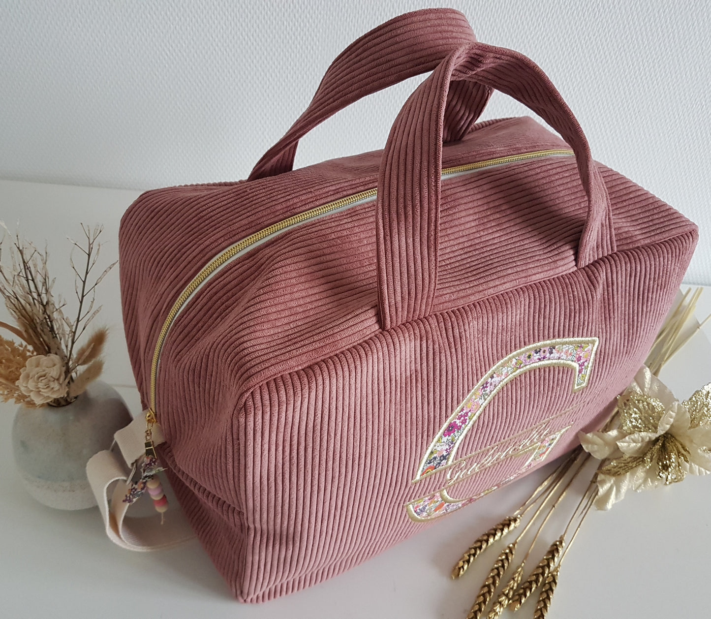 Sac à langer ou de voyage en velours côtelé