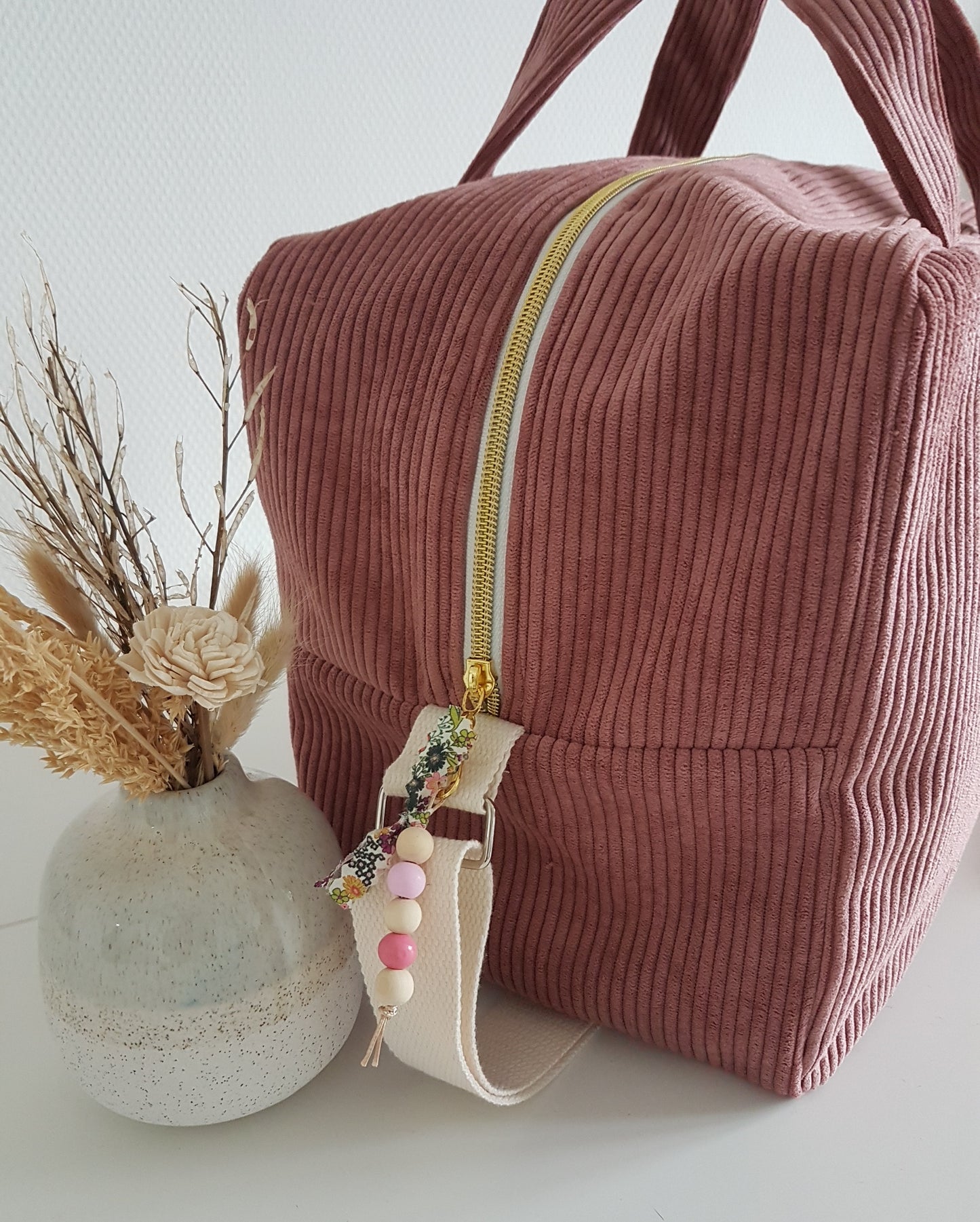 Sac à langer ou de voyage en velours côtelé