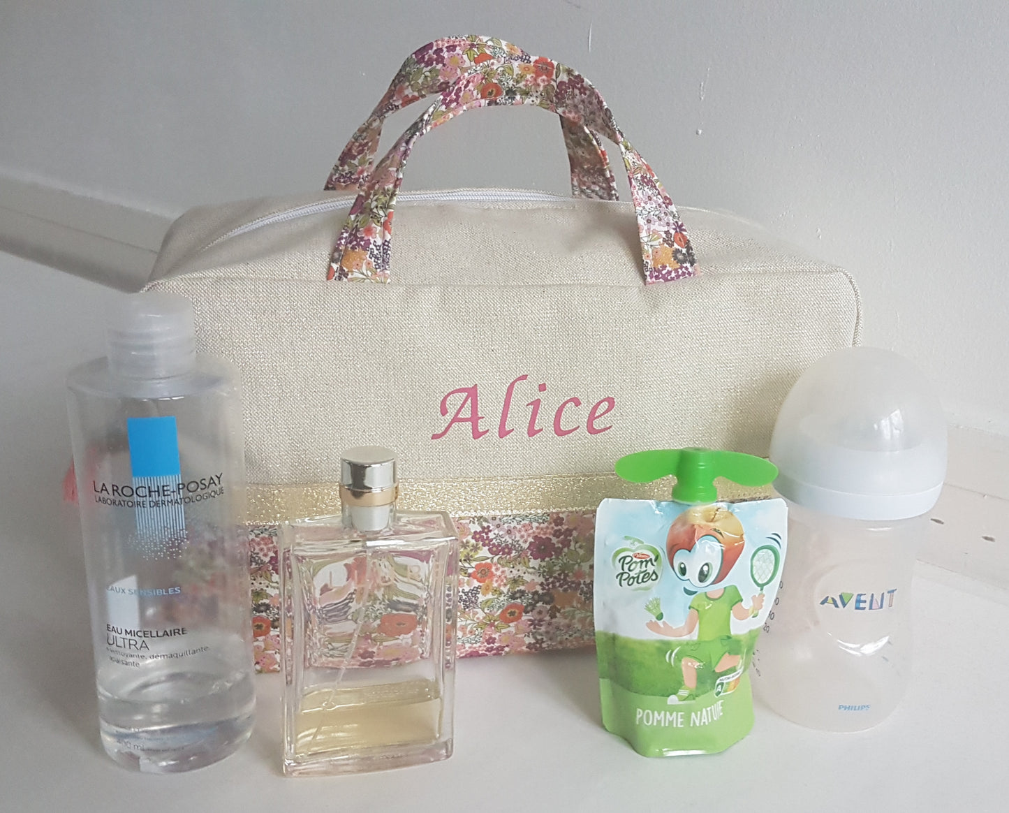 EN STOCK Valisette jean et volants liberty pastels
