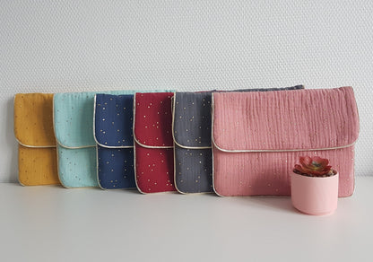 Protège carnet de santé, pochette à langer, double gaze de coton .