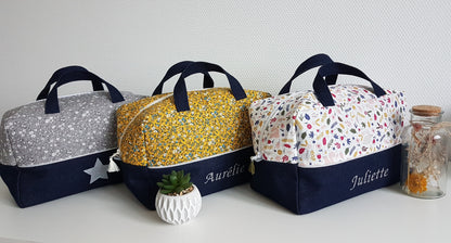 Valisette bicolore liberty et jean denim
