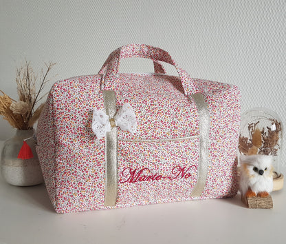 Valisette mini fleurs fuchsia et orange