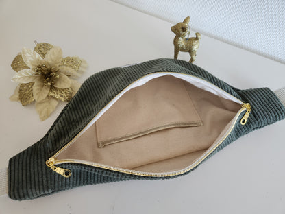 Sac banane en velours côtelé bicolore