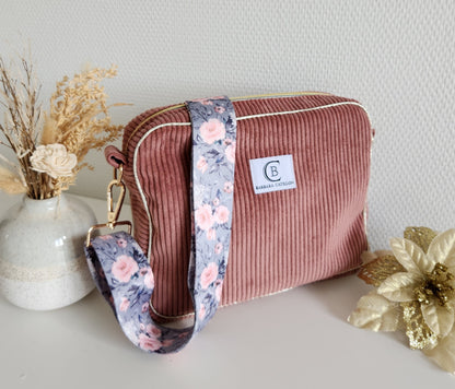Sac à main bandoulière femme, velours ou coton fleuri. Bandoulière au choix.