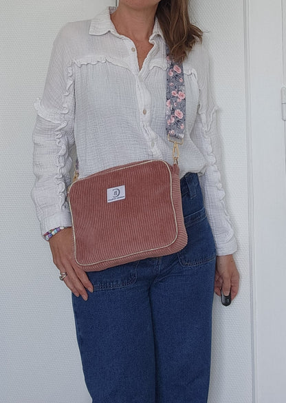 Sac à main bandoulière femme, velours ou coton fleuri. Bandoulière au choix.