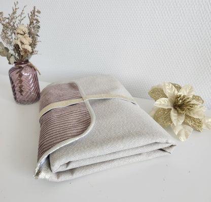 Tapis à langer nomade, beige scintillant et velours côtelé beige