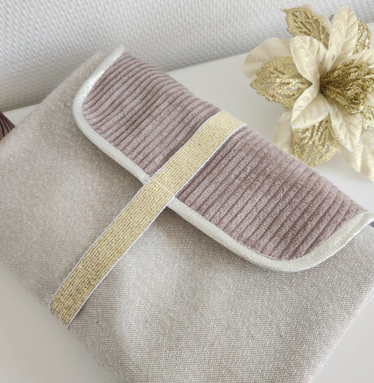 Tapis à langer nomade, beige scintillant et velours côtelé beige