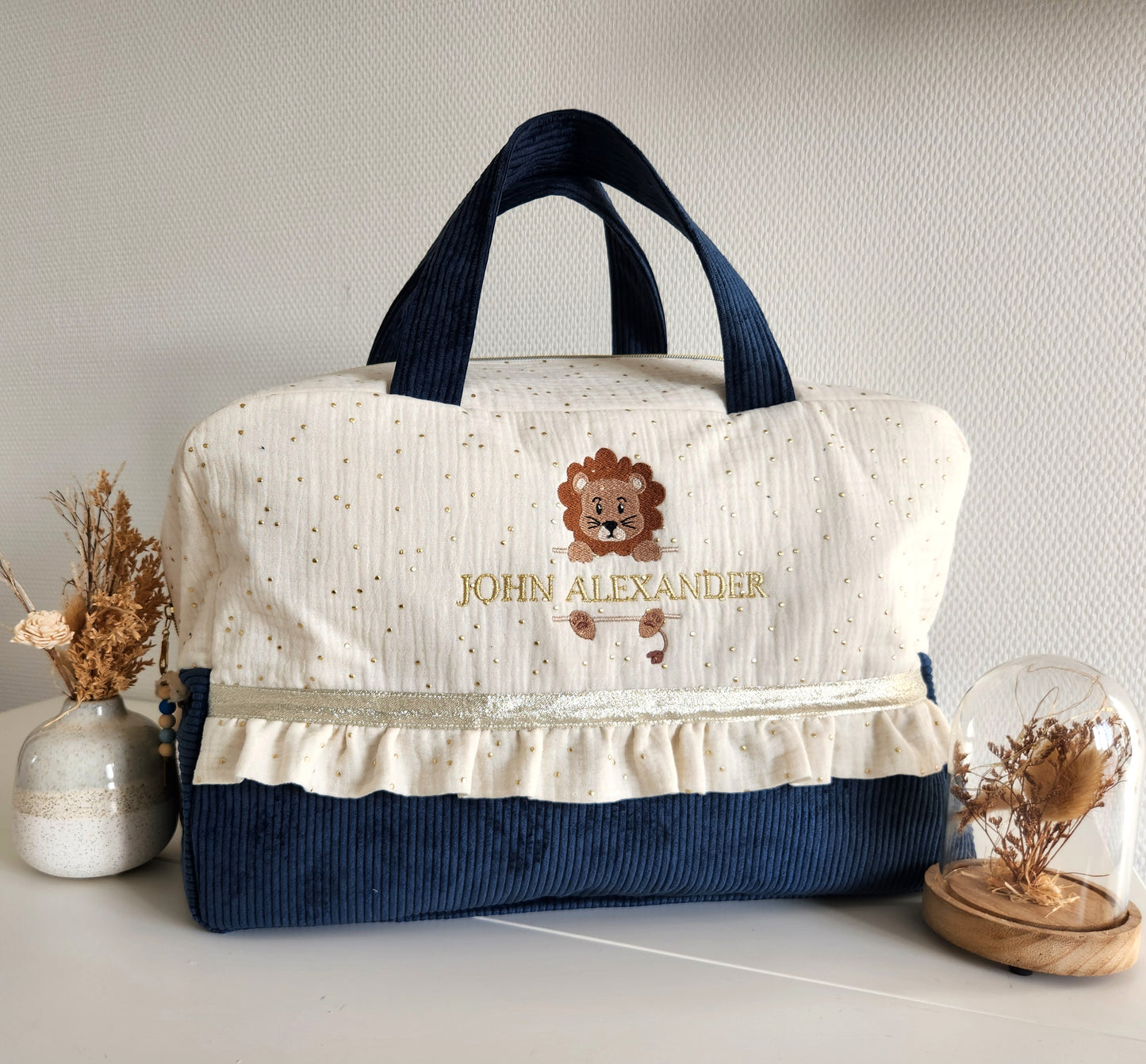 Gestalten Sie Ihre zweifarbige Wickel- oder Reisetasche