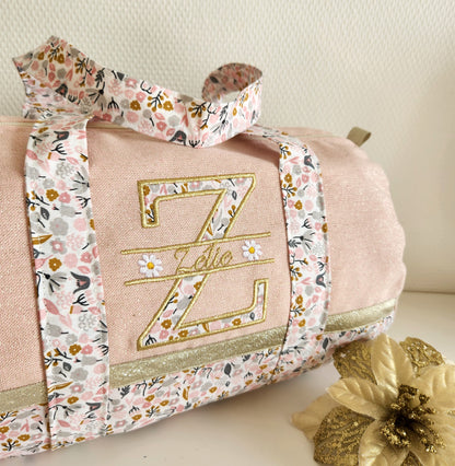 Sparkly cotton and liberty duffel bag