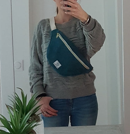 Sac banane en velours lisse rose ou bleu