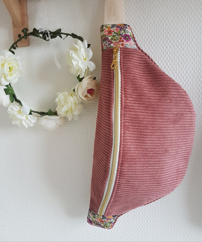 Sac banane en velours côtelé bicolore