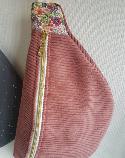 Sac banane en velours côtelé bicolore