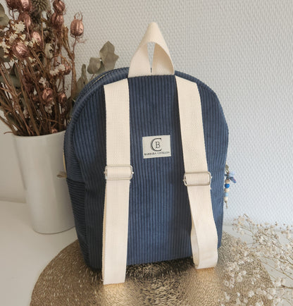 Bestickter Kindergartenrucksack, schimmernde Baumwolle und Liberty