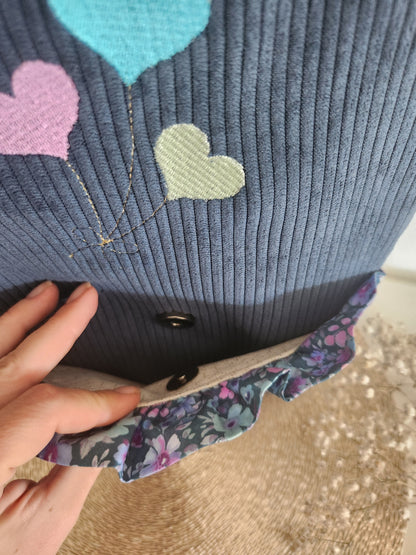 Bestickter Kindergartenrucksack, schimmernde Baumwolle und Liberty