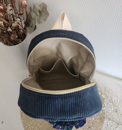 Bestickter Kindergartenrucksack, schimmernde Baumwolle und Liberty