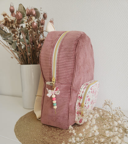 Bestickter Kindergartenrucksack, schimmernde Baumwolle und Liberty
