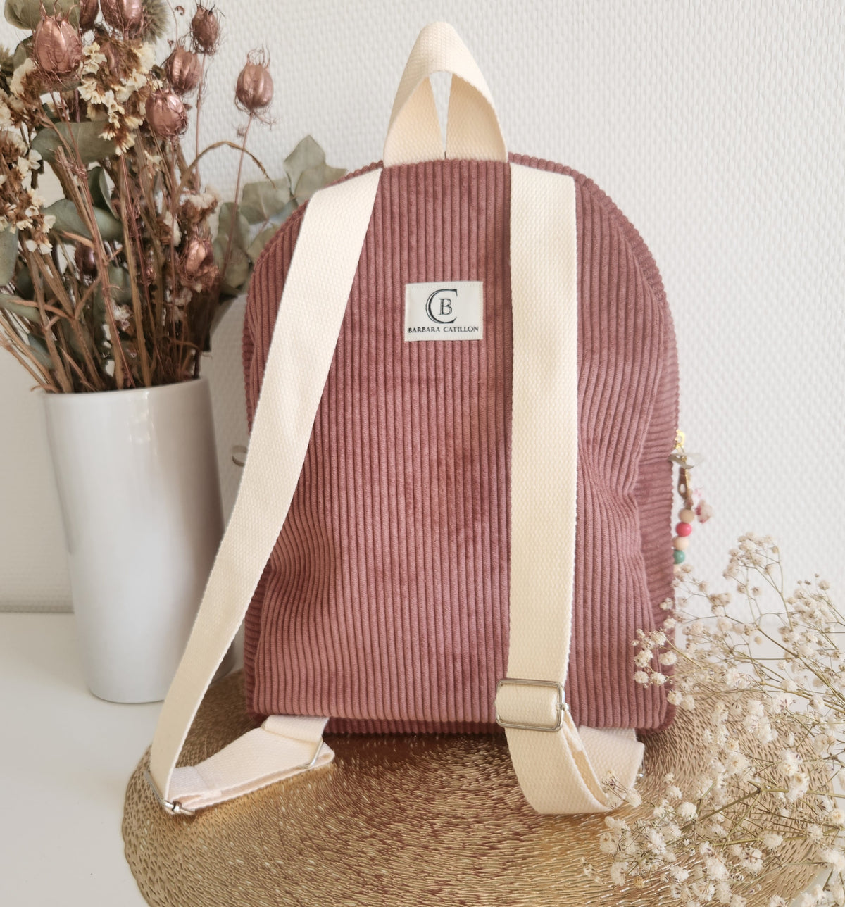 Bestickter Kindergartenrucksack, schimmernde Baumwolle und Liberty