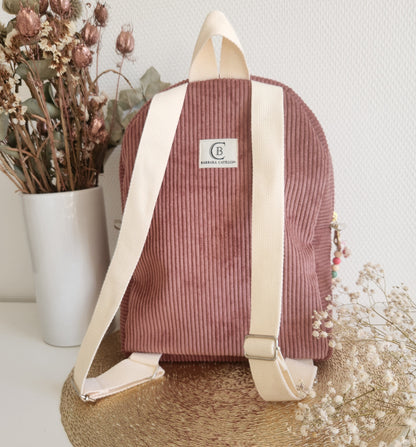 Bestickter Kindergartenrucksack, schimmernde Baumwolle und Liberty