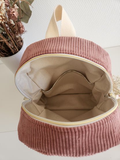 Bestickter Kindergartenrucksack, schimmernde Baumwolle und Liberty