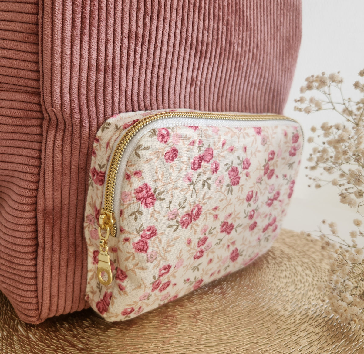 Bestickter Kindergartenrucksack, schimmernde Baumwolle und Liberty