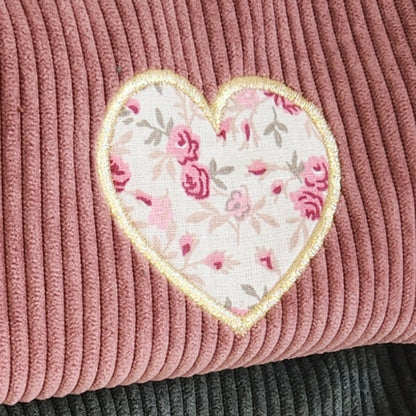 Pochon velours rose brodé