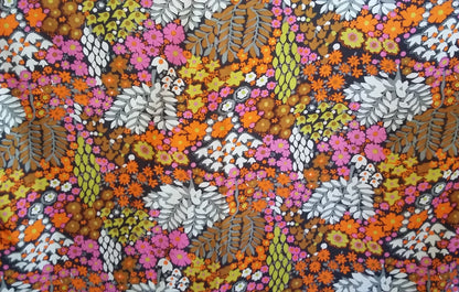 Grand foulard carré femme en coton fleuri corail