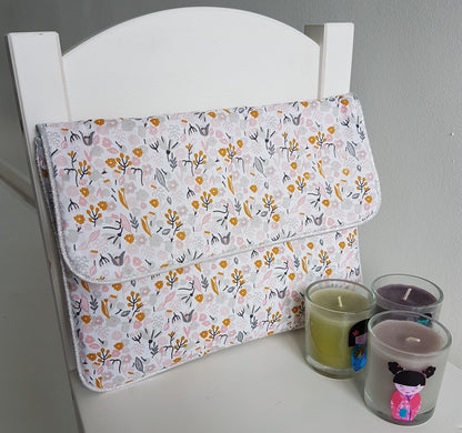 Protège carnet de santé, pochette à langer, en coton liberty rose et gris