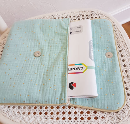Protège carnet de santé, pochette à langer, double gaze de coton .