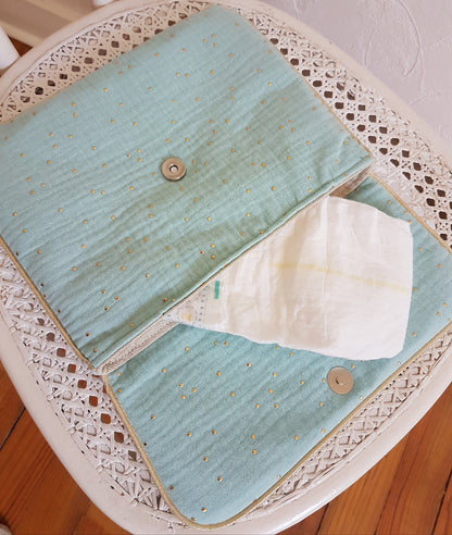 Protège carnet de santé, pochette à langer, double gaze de coton .